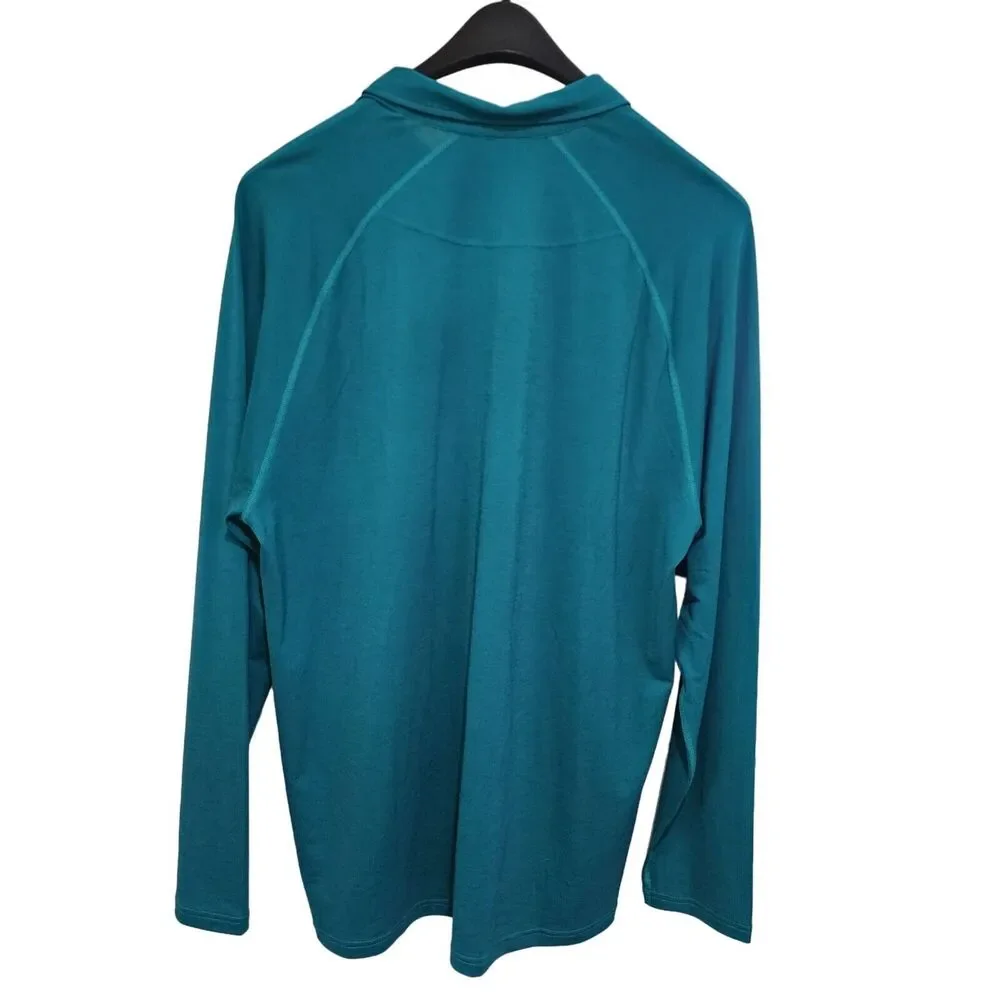 Rhone Mens Delta Pique Long Sleeve Polo Shirt Teal Green Deep XXL Goldfusion - Picture 10 of 13